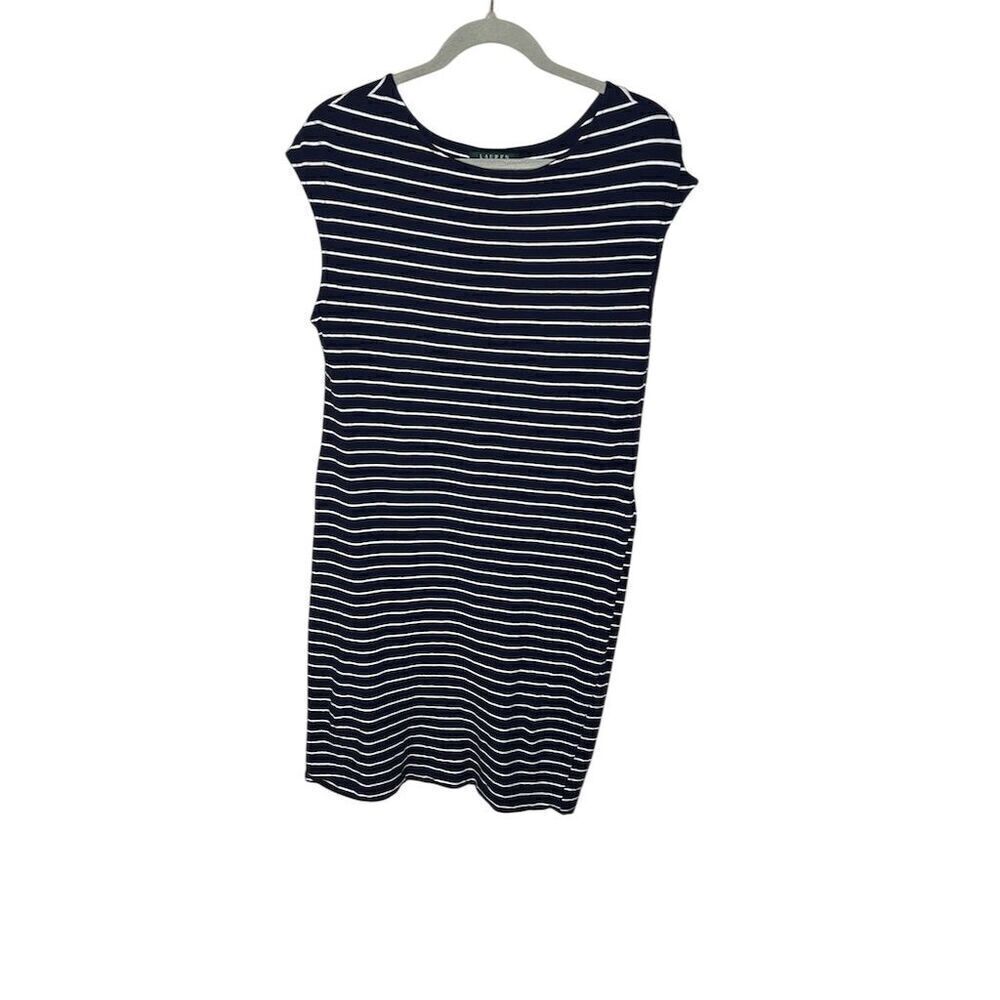 Lauren Ralph Lauren Women's Striped T-Shirt Dress Blue Size M Standard